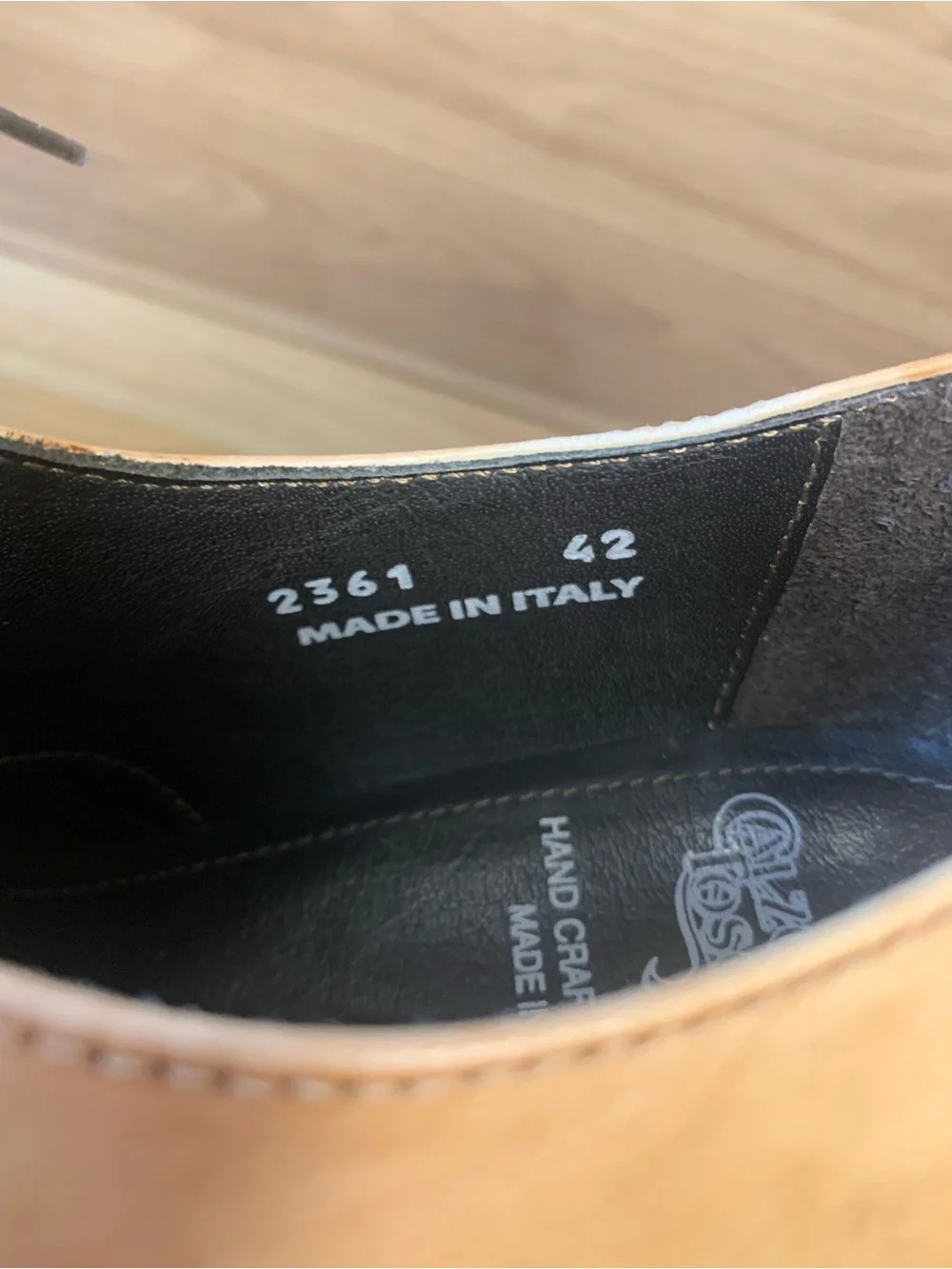 Calzoleria Toscana 2361 Tan Leather Cap-Toe Oxfords - Size 42
